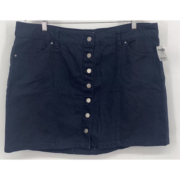 Charlotte Russe Refuge Plus Size 1X Skirt Blue Denim Button Mini Women New B71 - Picture 1 of 5